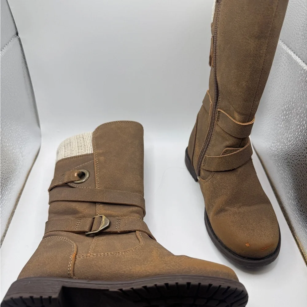 Rachel Shoes Lil Denver Toddler Girl 9 Riding Boots with Ankle Strap and Fabric